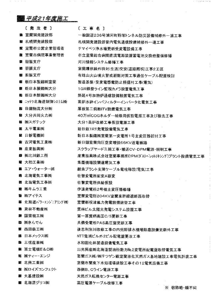 ■工事経歴書　平成２１年度施工